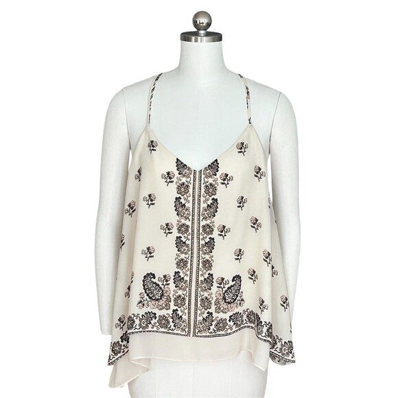 maurices Tank Top Womens XL Ivory Floral Border Print Swing Cami Boho - Picture 6 of 10